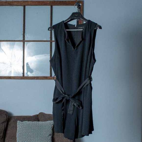 Victoria Beckham for Target Pants - Victoria Beckham Black Romper with Tie Belt